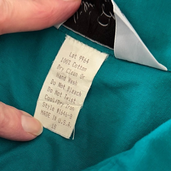 VTG 80s Lilia Guilty Smitty Smith Teal Green Fringed Western Cowgirl Maxi Dress - Picture 13 of 13